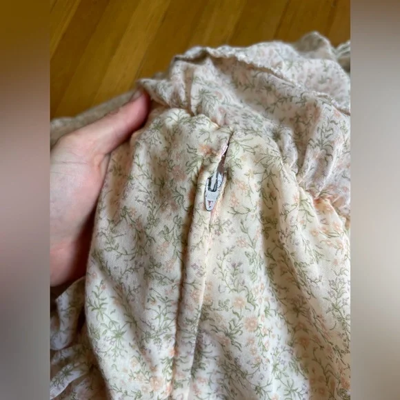 70s Vintage Gunne Sax Tiered Prairie Dress off the shoulder pink ditsy floral - Picture 6 of 7